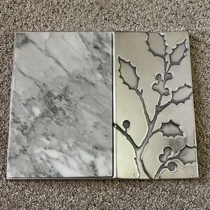 Arthur Court Holly White Marble Cheese Board / Aluminum Bread Tray Set NO KNIFE